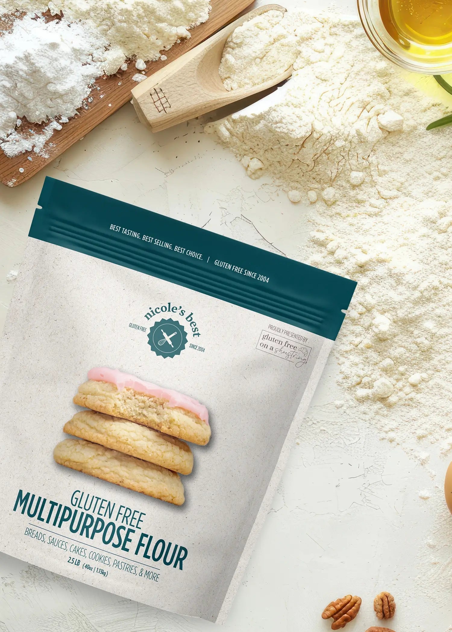 Package of Nicole's Best Gluten Free flour for baking & breads